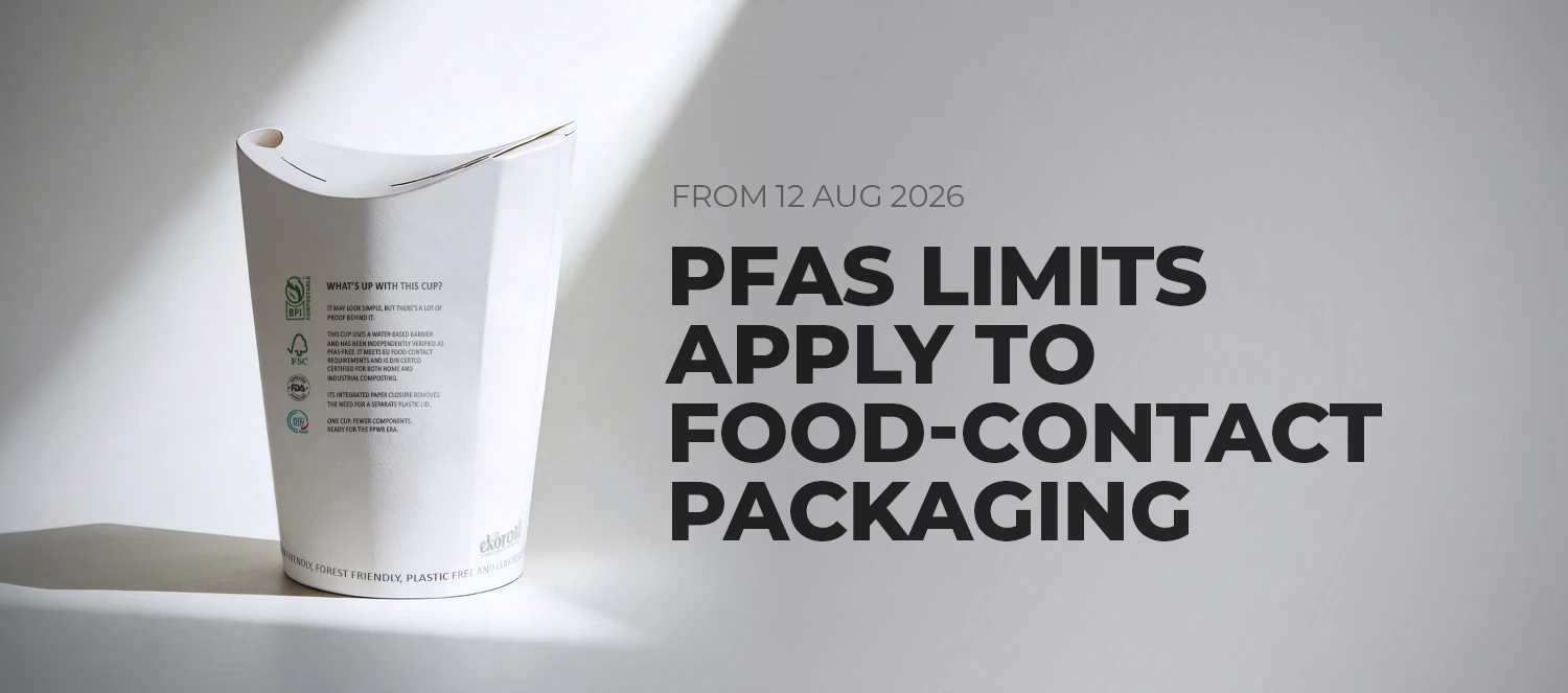 PFAS-free water-based coated paper cup for PPWR-compliant food packaging