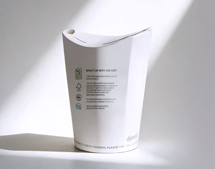 PFAS-free water-based coated paper cup for PPWR-compliant food packaging