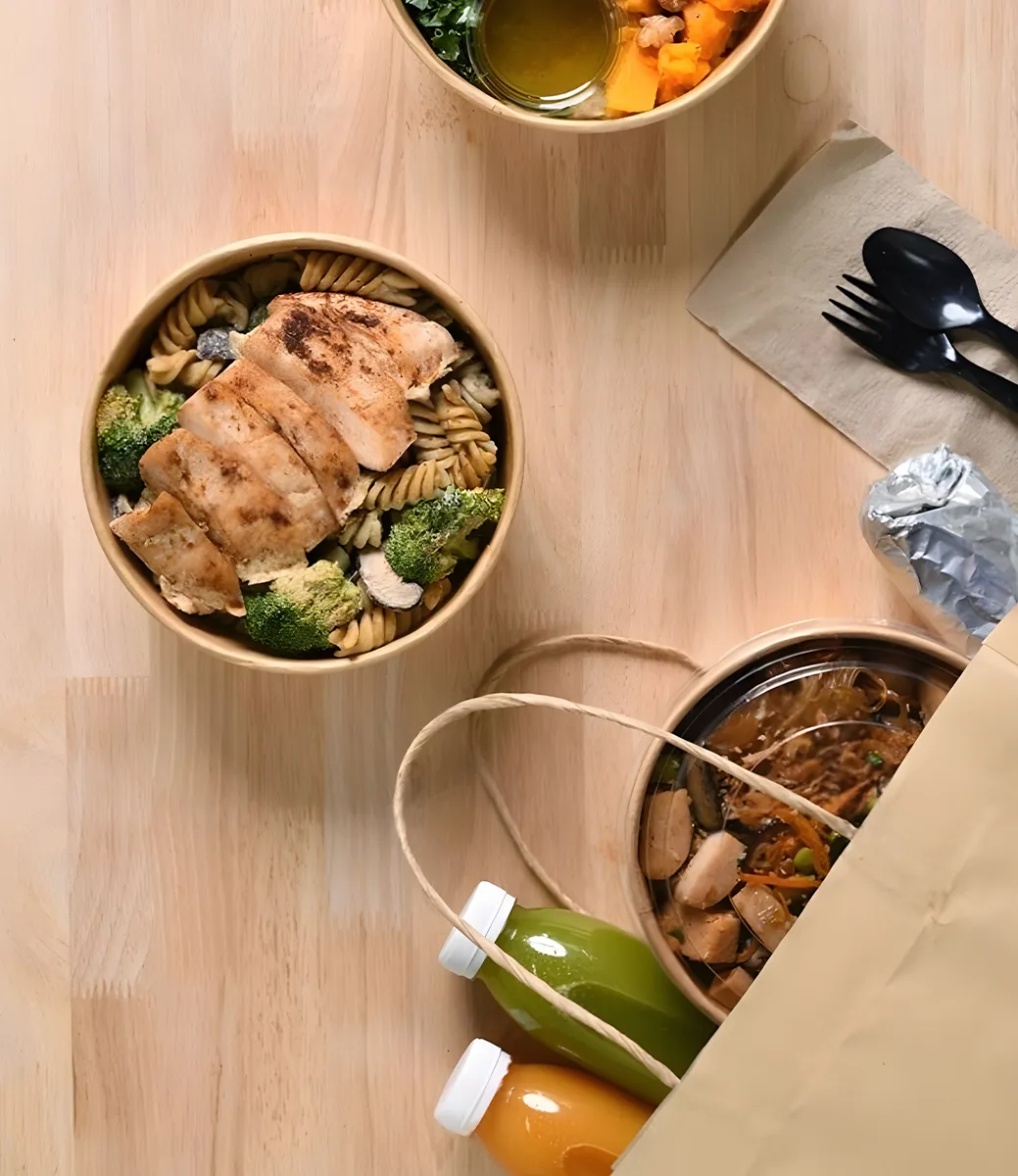 Kraft Paper Bowls with Lids