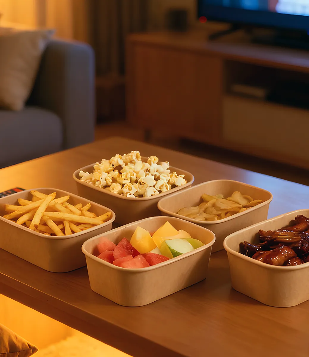 Kraft Paper Bowls with Lids - Packaging