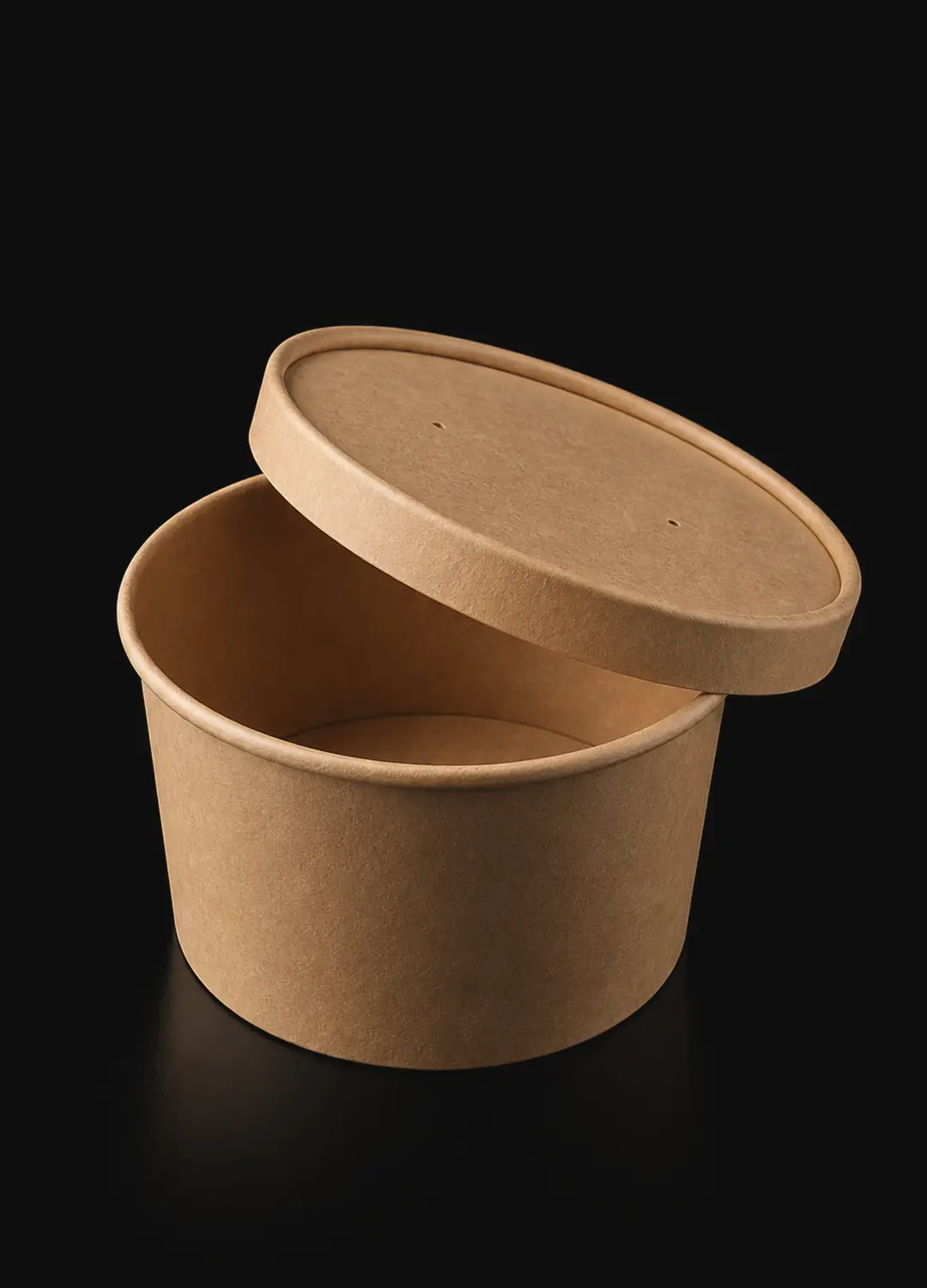 Kraft paper bowl with lid for takeaway food packaging and delivery