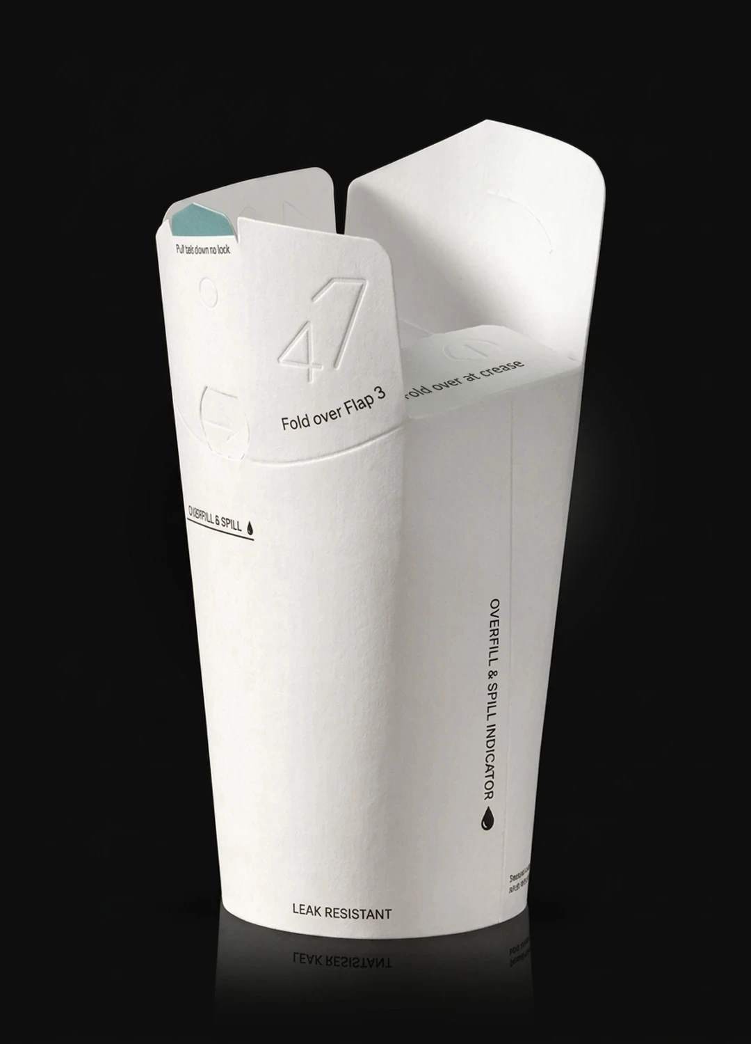 Lid-free cold paper cup with integrated lid and straw opening for takeaway drinks