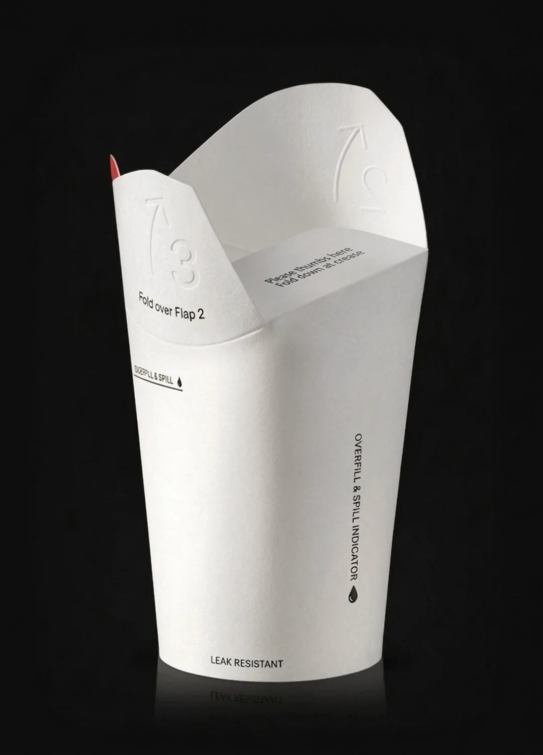 Lid-free hot paper cup with integrated folding lid for takeaway coffee